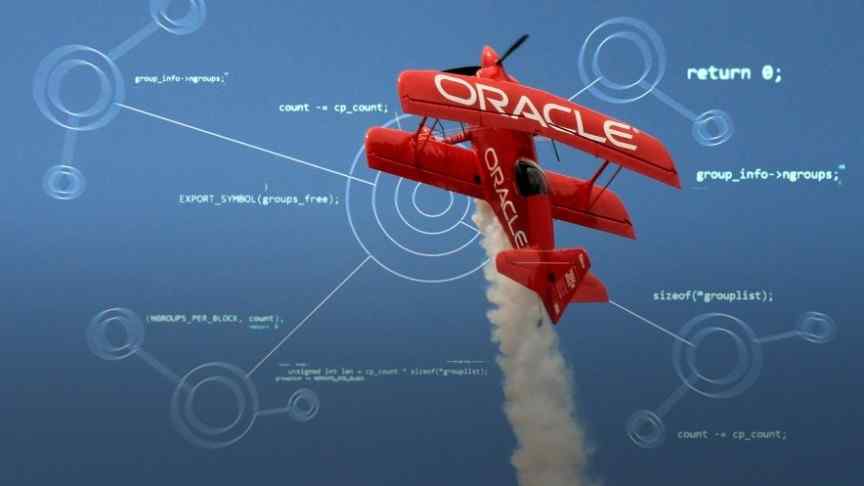 Oracle written on a red toy pilot