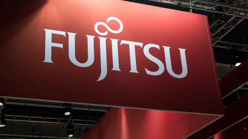 Fujitsu sign in red