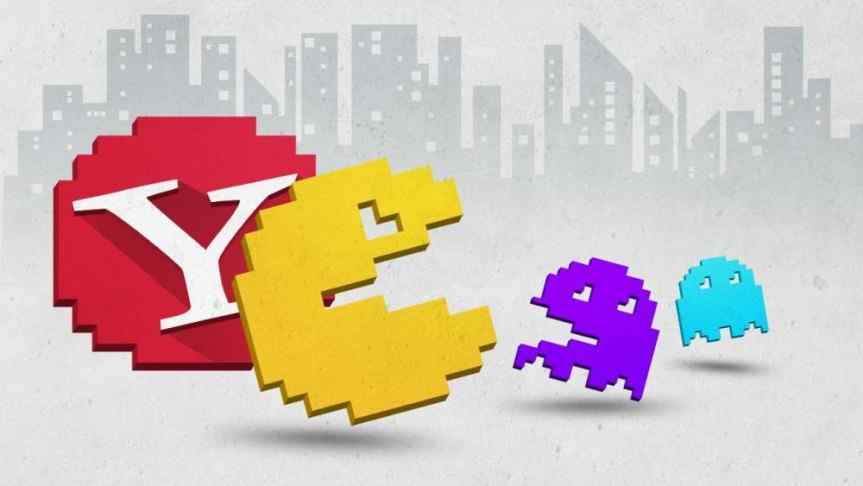 Pacman illustration of Yahoo logo