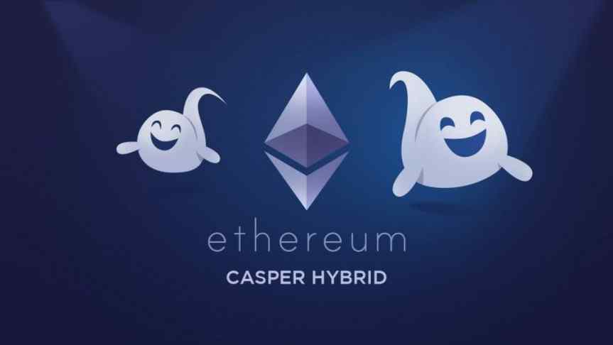 Ethereum Casper Hybrid illsutration showing the Ethereum logo and two Casper ghost animations