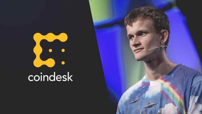 Vitalik Buterin and the Coindesk logo