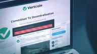 Vertcoin Twitter page displayed on a laptop screen