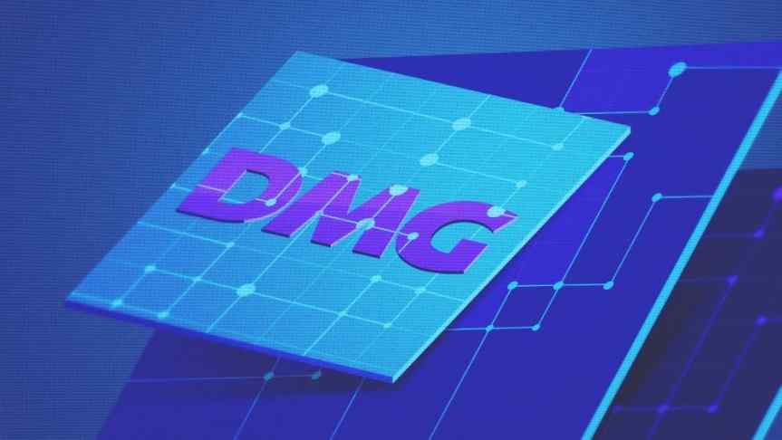 DMG logo on a blue background