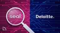 Seal Network and Deloitte logos with a blockchain scheme in the background.