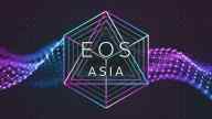Eos Asia illustration with purple waves on a black background