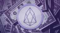 EOS logo over a couple of One Dollar bills