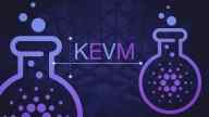 Illustration of two chemical tubes with the Cardano logo inside and the KEVM logo