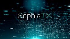 SophiaTX logo on black network background