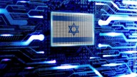 Israel's flag on glowing-blue background