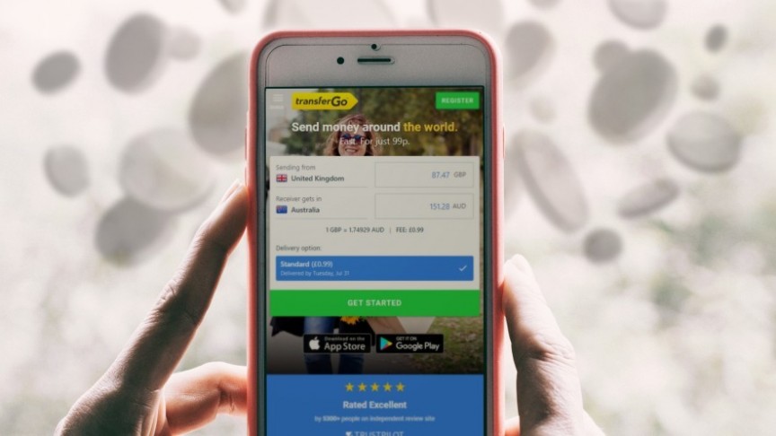smartphone showing TransferGo app