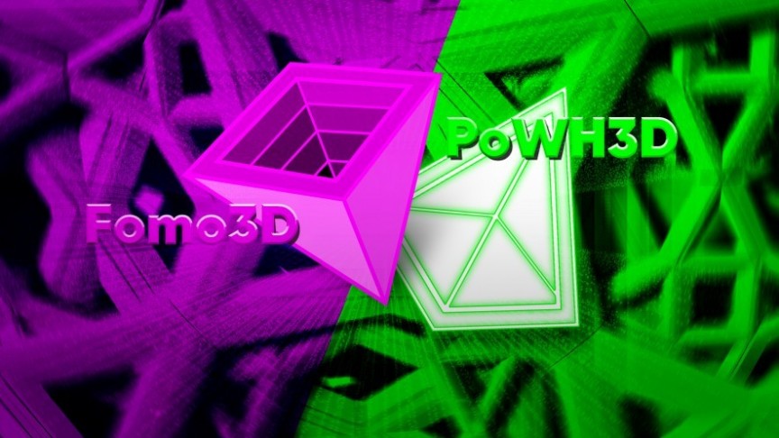 PoWH3D logo in green and Fomo3D logo in purple